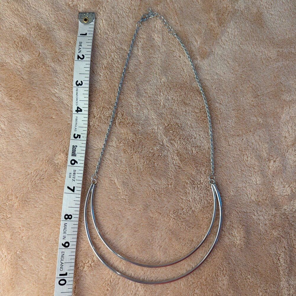 Silver‎ plated drop double bar Necklace - Picture 4 of 4